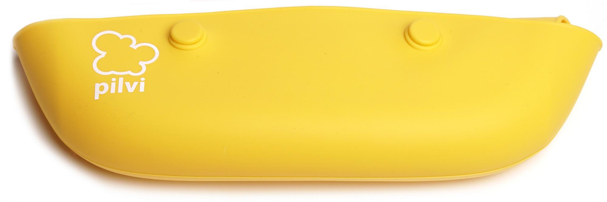 keltainen silikoninen ruokalappu rullalla